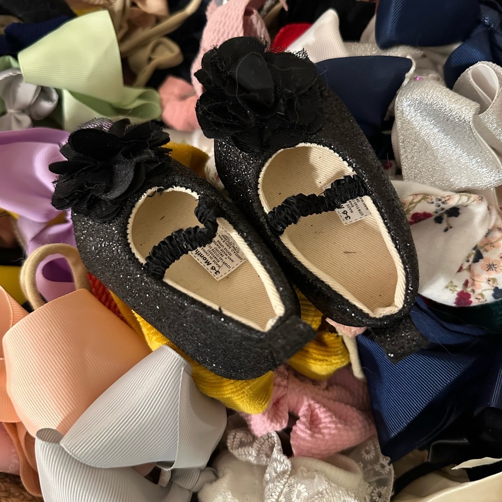 Black Glitter Kids Shoes